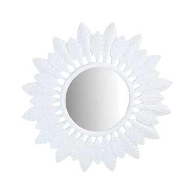 Catalina Metal Framed Round Wall Mirror, 120cm, White