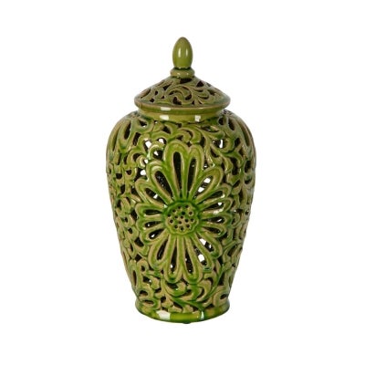 Positano Ceramic Ginger Jar, Small, Green