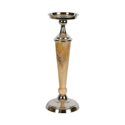 Atlas Mango Wood & Glass Metal Candle Holder, Small