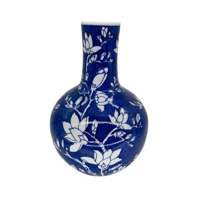 Magnolia Watercolour Porcelain Flask Vase