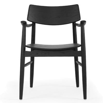 Muse American Oak Timber Carver Dining Chair, Timber Seat, Black