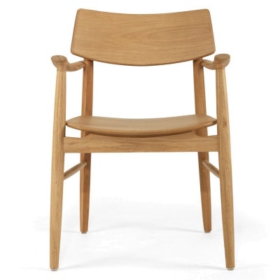 Muse American Oak Timber Carver Dining Chair, Timber Seat, Natural