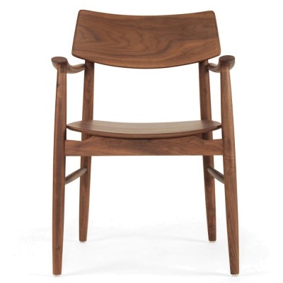 Muse American Walnut Timber Carver Dining Chair, Timber Seat, Walnut