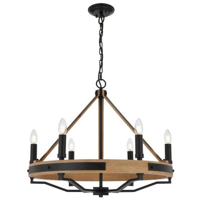 Darien Ashwood & Iron Pendant Light, 6 Light