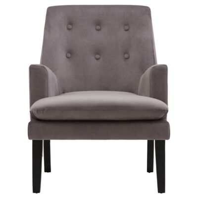 Masha Velvet Fabric Armchair, Grey