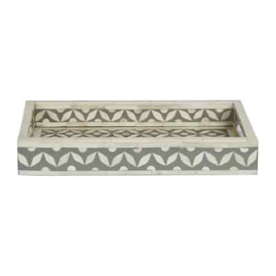 Stella Bone Inlay Rectangular Tray, Small, Grey