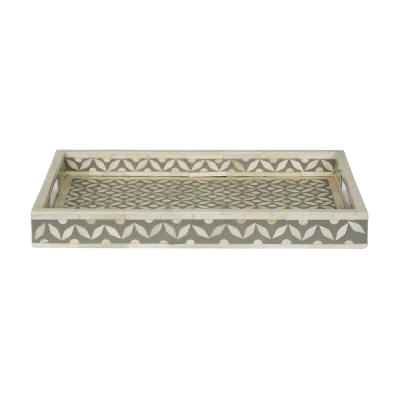 Stella Bone Inlay Rectangular Tray, Large, Grey