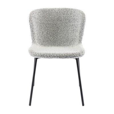 Amara Boucle Fabric & Steel Dining Chair, Mixed Grey / Black