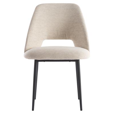 Belmont Fabric & Steel Dining Chair, Cream / Black
