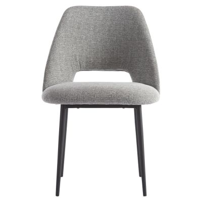 Belmont Fabric & Steel Dining Chair, Grey / Black
