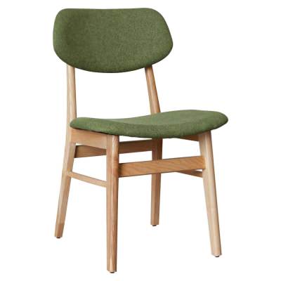 Ari Fabric & Ashwood Dining Chair, Green / Natural