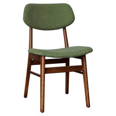 Ari Fabric & Ashwood Dining Chair, Green / Walnut