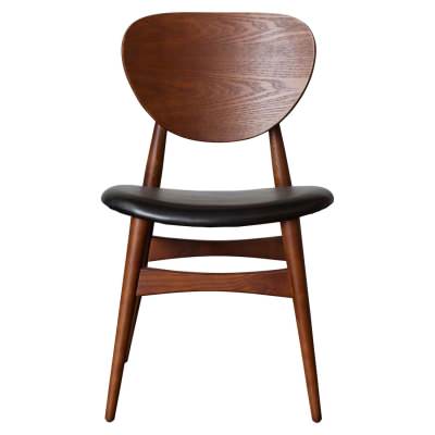 Potter Ashwood Dining Chair, Leather Seat, Walnut / Black