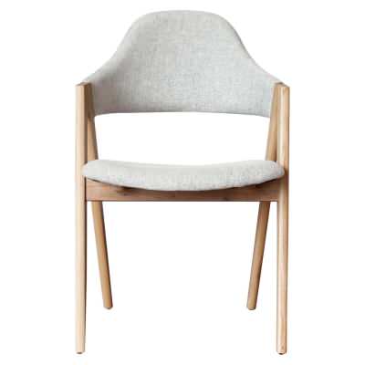 Sergio Fabric & Ashwood Dining Chair, Cream / Natural