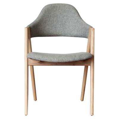 Sergio Fabric & Ashwood Dining Chair, Grey / Natural