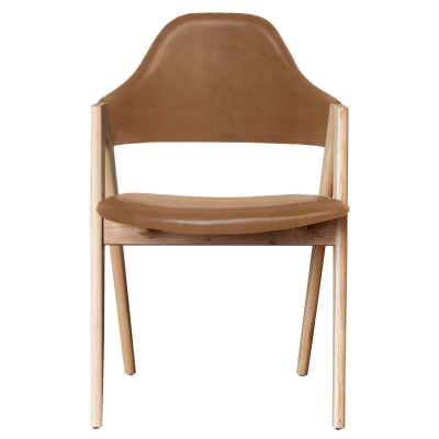 Sergio Leather & Ashwood Dining Chair, Tan / Natural