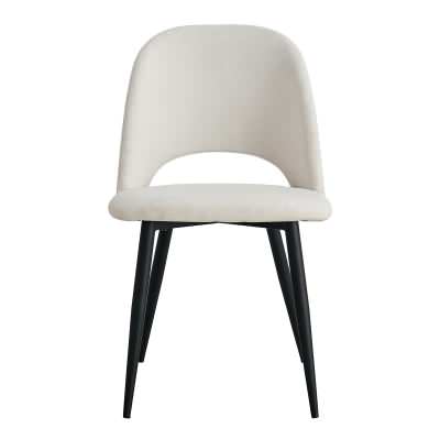 Asta Fabric Dining Chair, Set of 2, Cream / Black