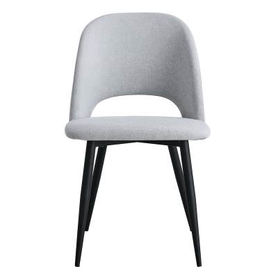 Asta Fabric Dining Chair, Set of 2, Light Grey / Black