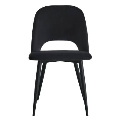 Asta Velvet Fabric Dining Chair, Set of 2, Black / Black