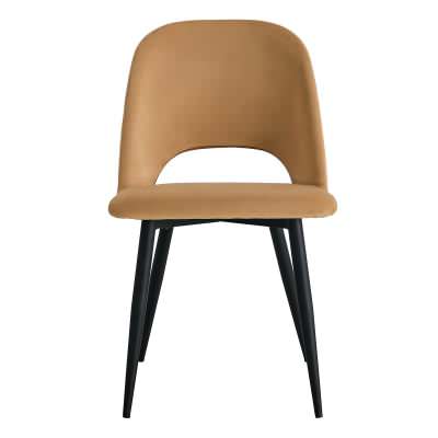 Asta Velvet Fabric Dining Chair, Set of 2, Saffron / Black