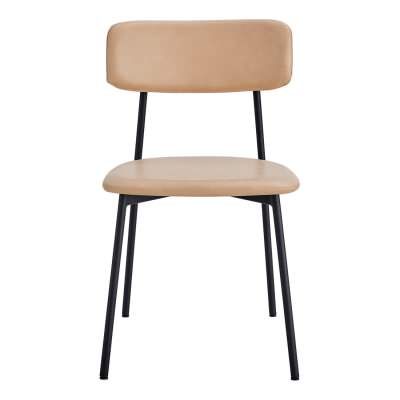 Bailey Leatherette & Metal Dining Chair, Set of 2, Beige / Black