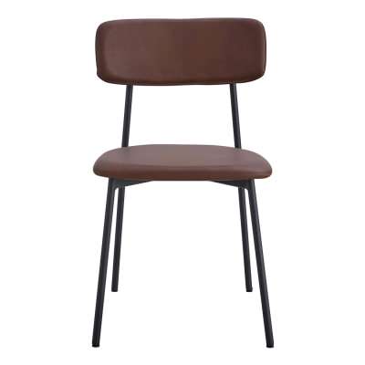 Bailey Leatherette & Metal Dining Chair, Set of 2, Chocolate / Black