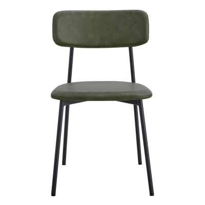 Bailey Leatherette & Metal Dining Chair, Set of 2, Olive / Black