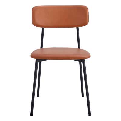 Bailey Leatherette & Metal Dining Chair, Set of 2, Tan / Black