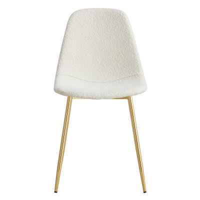 Luca Boucle Fabric Dining Chair, Set of 2, White / Gold