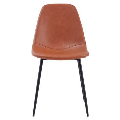 Luca Leatherette Dining Chair, Set of 2, Tan / Black