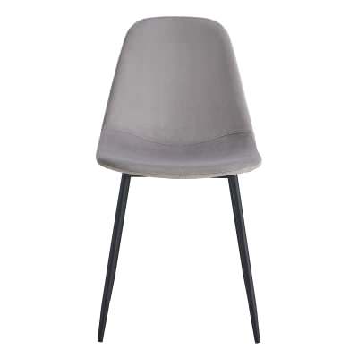 Luca Velvet Fabric Dining Chair, Set of 2, Cool Grey / Black