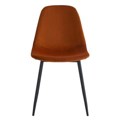 Luca Velvet Fabric Dining Chair, Set of 2, Rust / Black