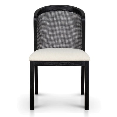 Moita Elm Timber & Rattan Dining Chair, Set of 2, Black