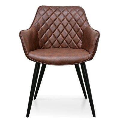 Gozzano PU Leather Dining Armchair, Set of 2, Brown