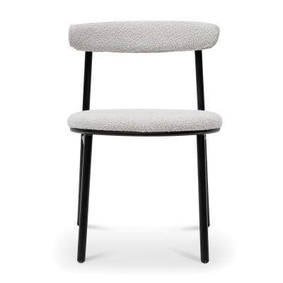 Steeves Boucle Fabric & Metal Dining Chair, Set of 2, Moon White / Black