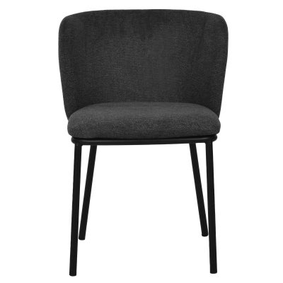 Bleheim Fabric & Steel Dining Chair, Set of 2, Charcoal