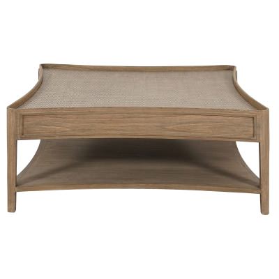 Savannah Rattan-Top Timber Square Coffee Table, 100cm