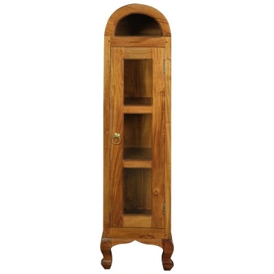 Gaidar Mahogany Timber Single Door Display Cabinet, Small, Light Pecan