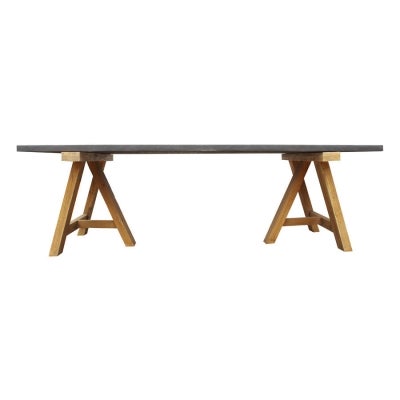 Yaro Resin & Teak Timber Trestle Dining Table, 240cm