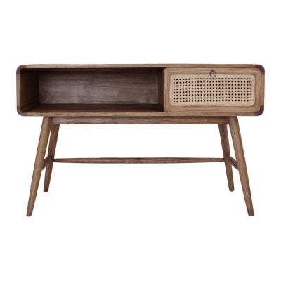 Sandro Mindi Wood & Rattan Console Table, 120cm, Natural