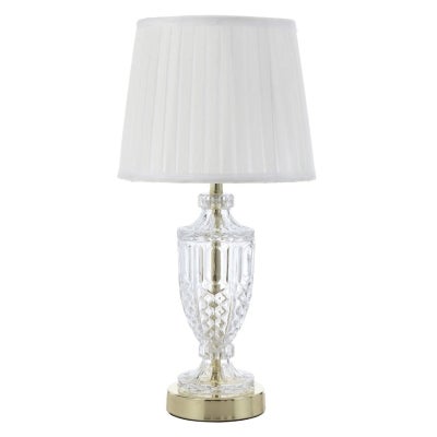 Debden Glass Base Table Lamp, Clear / Gold