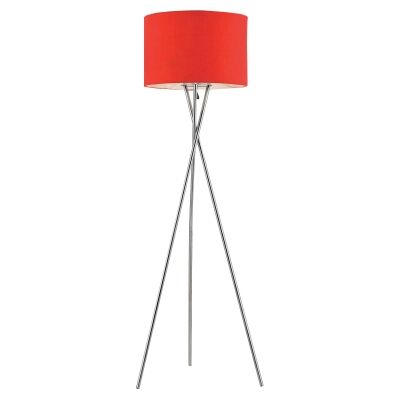 Denise Metal Tripod Floor Lamp, Silver / Red