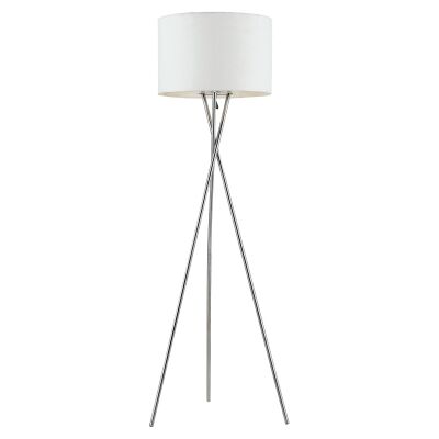 Denise Metal Tripod Floor Lamp, Silver / White