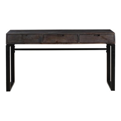 Venus Mango Wood & Metal Study Desk, 140cm, Charcoal