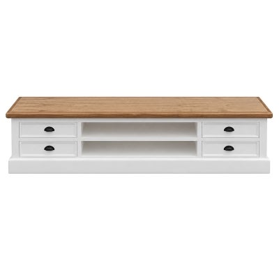 Matravers Mahogany Timber 4 Drawer TV Unit, 180cm, Natural Top