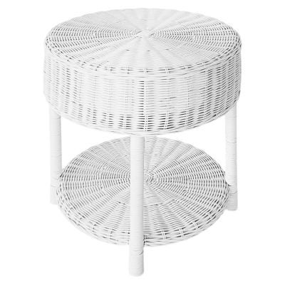 Hamilton Rattan Round Side Table, White