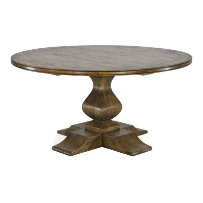 Ditton Mango Wood Round Pedestal Dining Table, 152cm