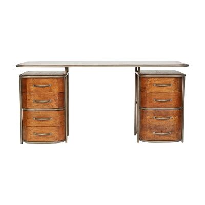 Cabourg Mango Wood & Metal French Art Deco Desk, 166cm 