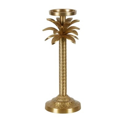 Raffles Metal Palm Candle Stick, Small, Gold