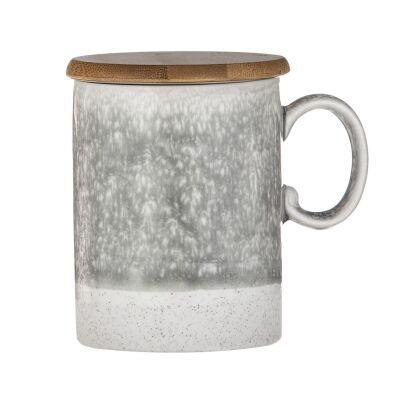 Capri Reactive Glazed Ceramic Tea Mug with Infuser, Grey
